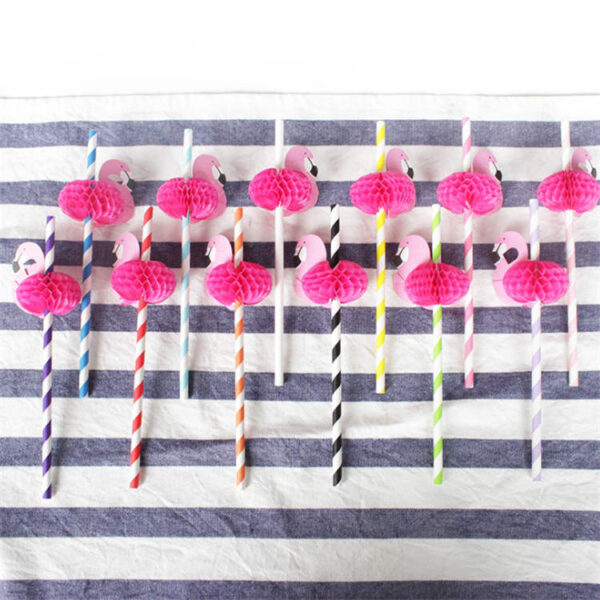 Flamingo Decorations Cocktail Paper Drinking Straw - Image 3